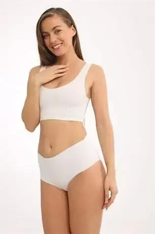 Women's High Waist Basic Seamless Laser Cut Panty 3 Pack White - 6