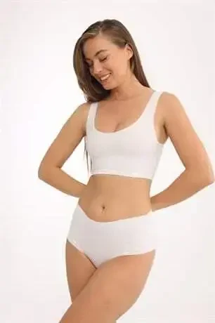 Women's High Waist Basic Seamless Laser Cut Panty 3 Pack White - 7