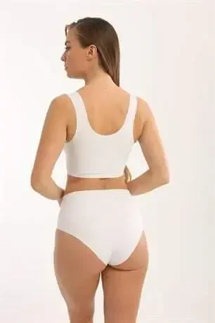 Women's High Waist Basic Seamless Laser Cut Panty 3 Pack White - 10