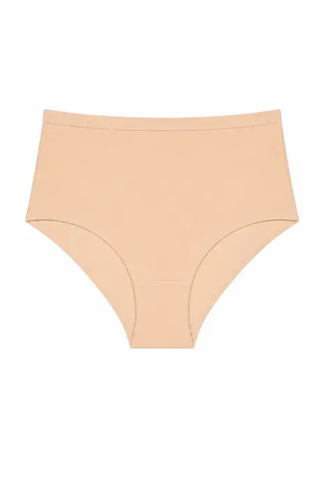 Women's High Waist Briefs Nude 6-Pack Cotton Spandex Flexible Comfortable Underwear - 2