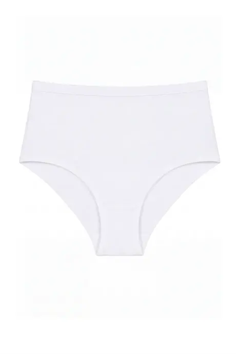 Women's High Waist Briefs White 6-Pack Cotton Lycra Flexible Comfortable Underwear - 2