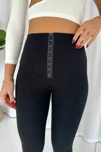 Women's High Waist Corset And Buckle Detail Steel Slimming Leggings - 8