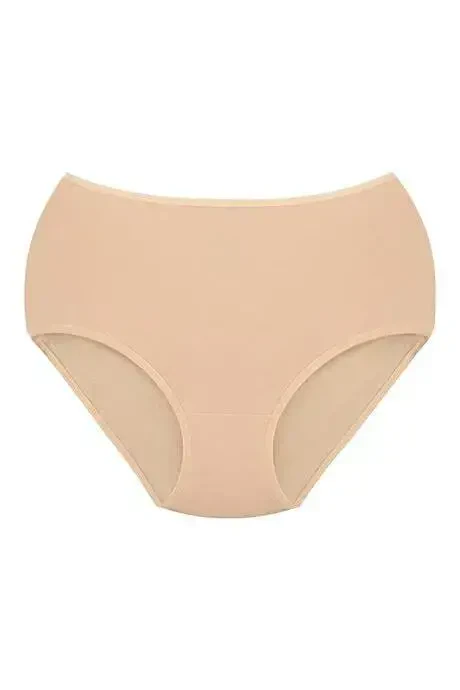 Women's High Waist Cotton Brief Panties 3-Pack Colorful Stretch Fabric - 4