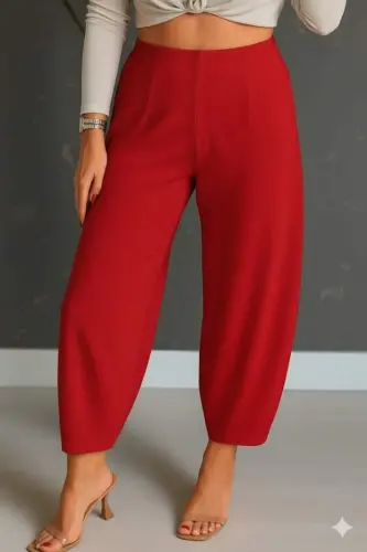 Women's High Waist Crepe Pants - 2