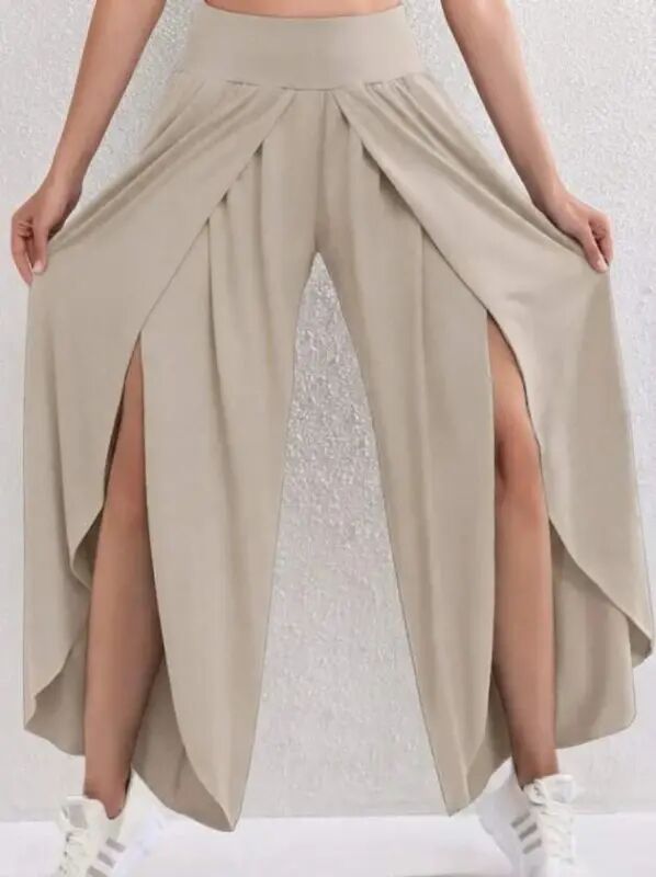 Women's High Waist Elastic Front Crossover Detailed Sandy Pants - 1