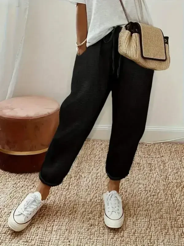 Women's High Waist Elastic Waistband Tie Detailed Aerobic Pants - BÜYÜKBEDENIZ