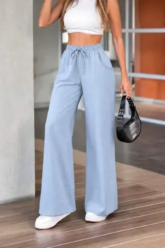 Women's High Waist Elasticated Lace-up Jeans - 3