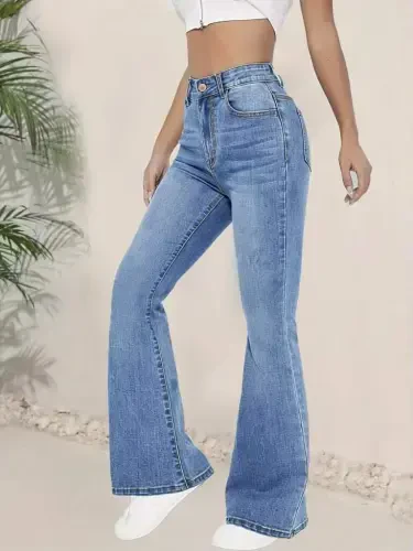 Women's High Waist Flared Jeans - 1