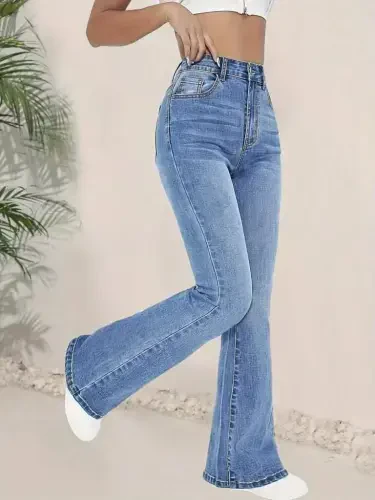 Women's High Waist Flared Jeans - 3