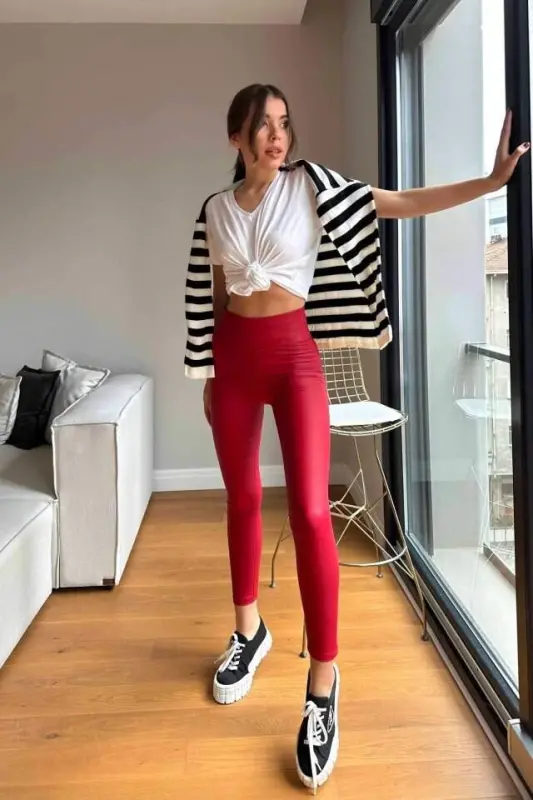Women's High Waist Fleece Lined Opportunity Product Shaping Leggings - 5