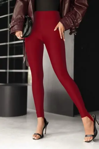 Women's High Waist Heel Strap Scuba Leggings - BÜYÜKBEDENIZ (1)