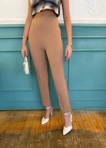 Women's High Waist Imported Crepe Pants - 8