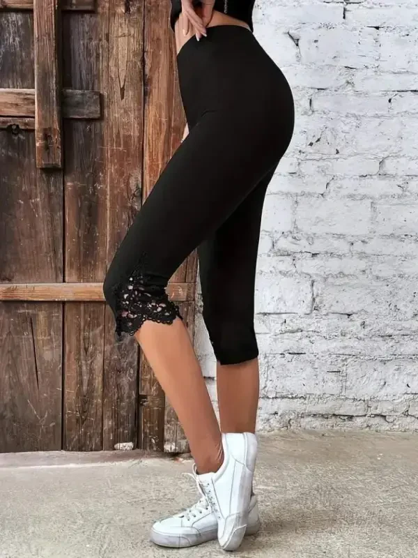 Women's High Waist Lace Detail Leggings - 3