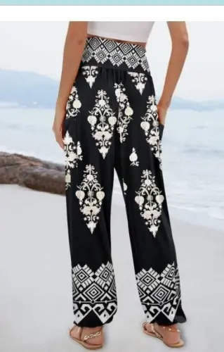 Women's High Waist Patterned Elastic Waist Supreme Pants - BÜYÜKBEDENIZ (1)