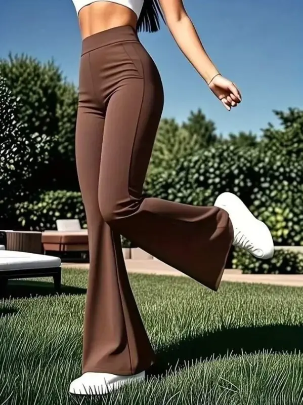 Women's High Waist Pocket Wide Leg Scuba Pants - 1