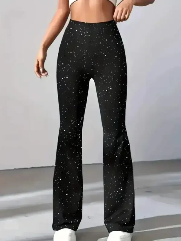 Women's High Waist Rhinestone Scuba Leggings - 1