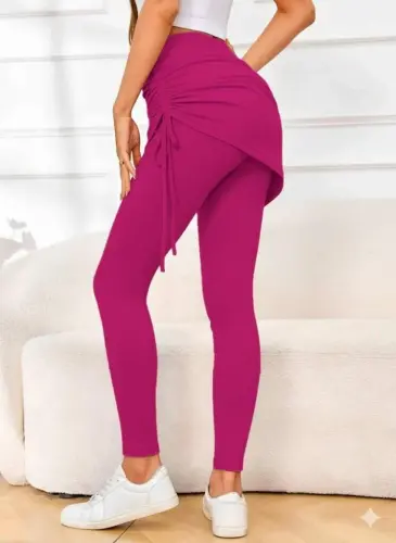 Women's High Waist Side Gathered Long Cache Corset Leggings Skirt - BÜYÜKBEDENIZ (1)