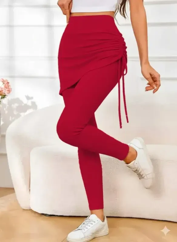 Women's High Waist Side Gathered Long Kashkorse Leggings Skirt - BÜYÜKBEDENIZ