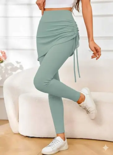 Women's High Waist Side Ruched Bottom Long Cache Corset Legging Skirt - 1