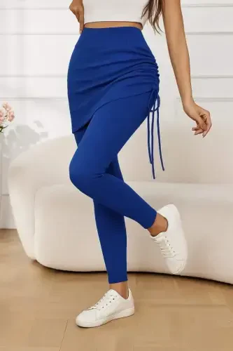 Women's High Waist Side Ruched Bottom Long Corset Legging Skirt - 1