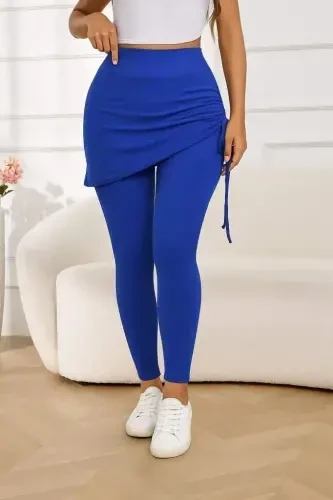 Women's High Waist Side Ruched Bottom Long Corset Legging Skirt - 5