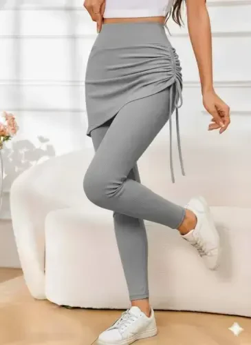 Women's High Waist Side Ruched Long Kashkorset Legging Skirt - 1