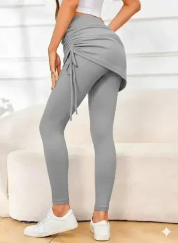 Women's High Waist Side Ruched Long Kashkorset Legging Skirt - 2