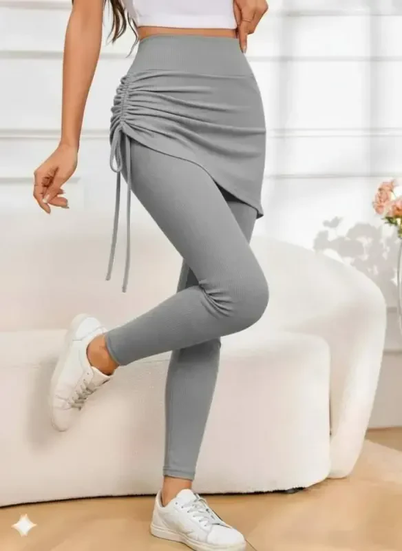 Women's High Waist Side Ruched Long Kashkorset Legging Skirt - 3