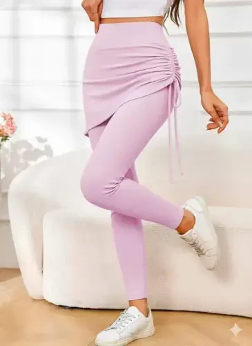 Women's High Waist Side Ruched Long Kashkorset Legging Skirt - 1