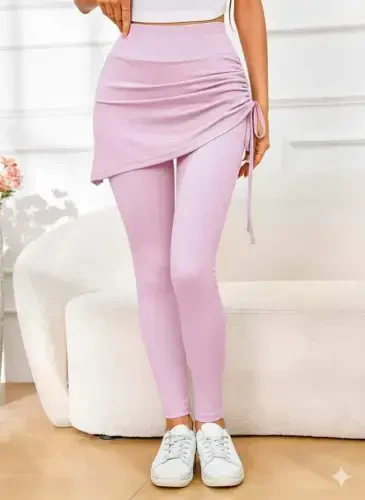 Women's High Waist Side Ruched Long Kashkorset Legging Skirt - 3