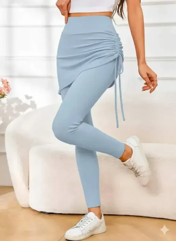 Women's High Waist Side Ruched Long Kashkorset Legging Skirt - 1