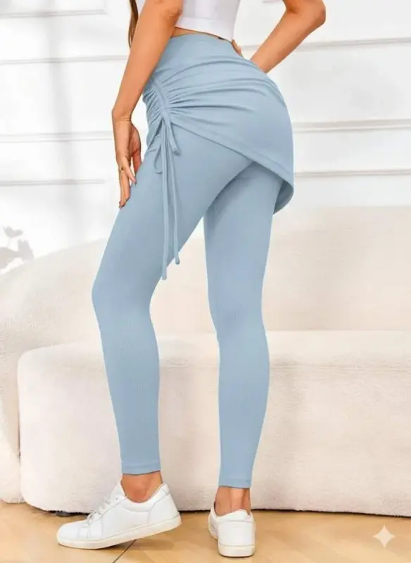 Women's High Waist Side Ruched Long Kashkorset Legging Skirt - 2