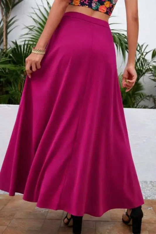 Women's High Waist Side Slit Long Sandy Skirt - 3
