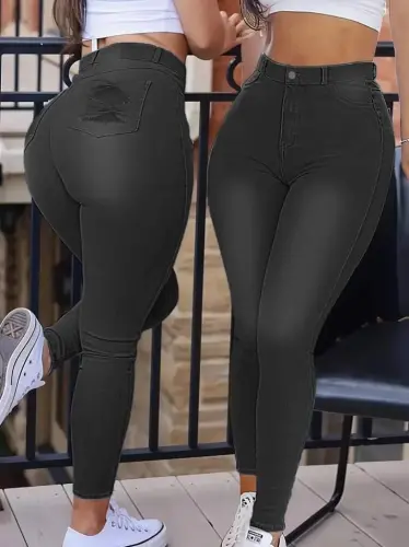 Women's High Waist Slim Fit Jeans - 1