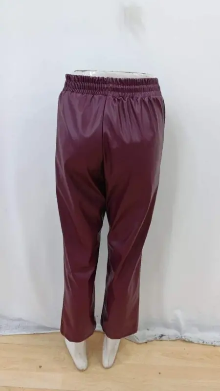 Women's High Waist Tie-Up Leather Pants - 8