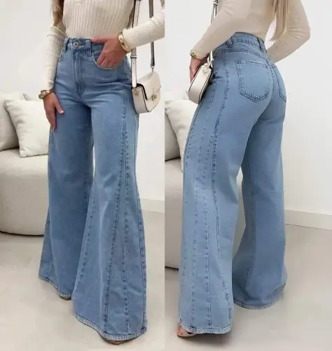 Women's High Waist Wide Leg Jeans - 1