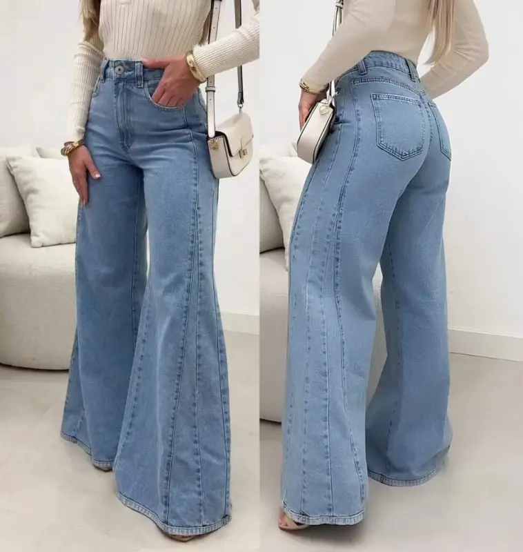 Women's High Waist Wide Leg Jeans - 1