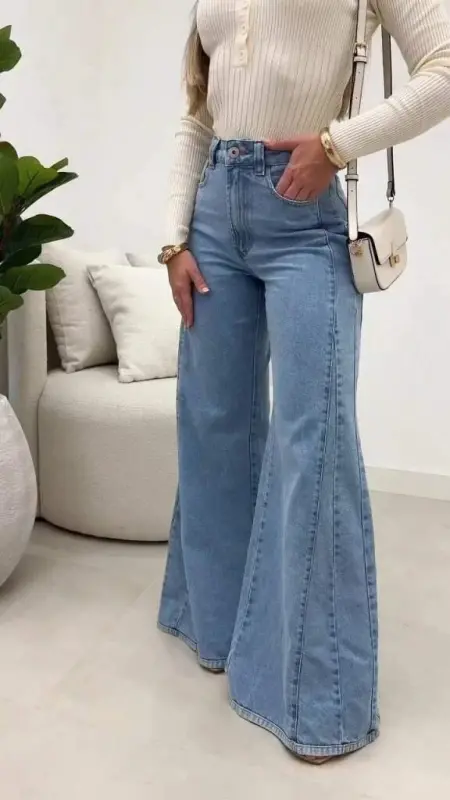 Women's High Waist Wide Leg Jeans - 2