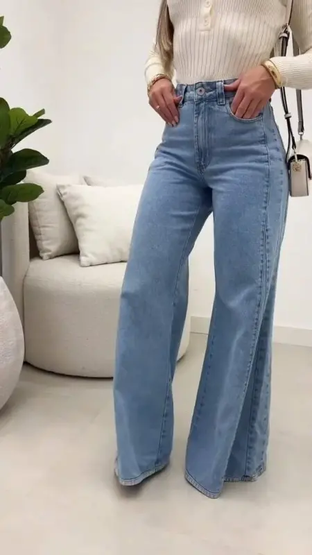 Women's High Waist Wide Leg Jeans - 3