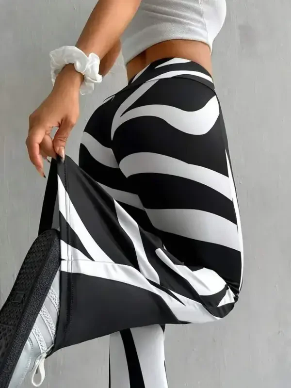 Women's High Waist Zebra Print Scuba Leggings - BÜYÜKBEDENIZ