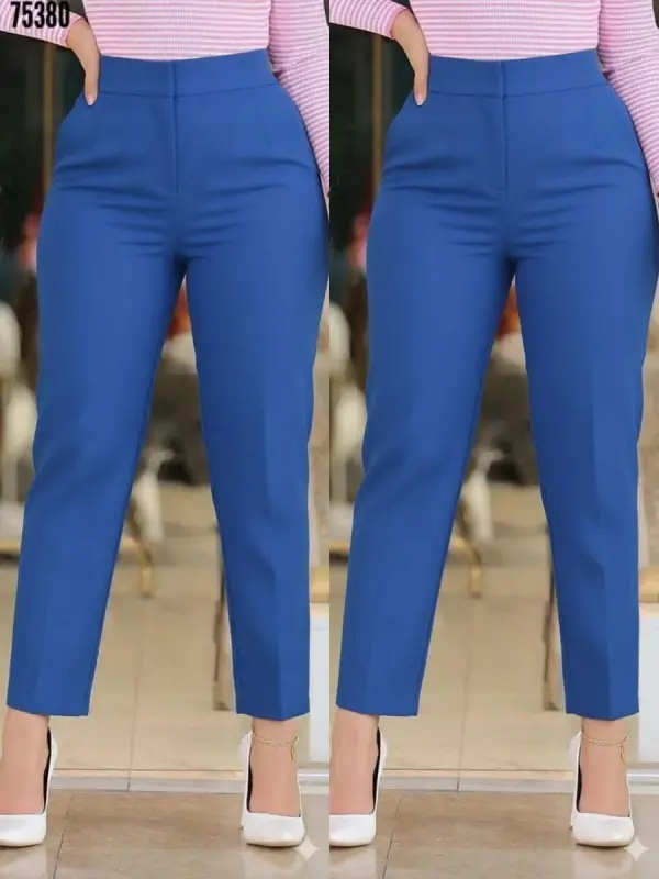 Kadın üste Oturan Paçası Bilek üzerinde Biten Krep Kumaş Pantolon 36 (S) - 50 (5XL) - 1