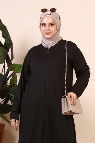Women's Hijab One Piece Zippered Prayer Dress Khaki-Khaki - 3