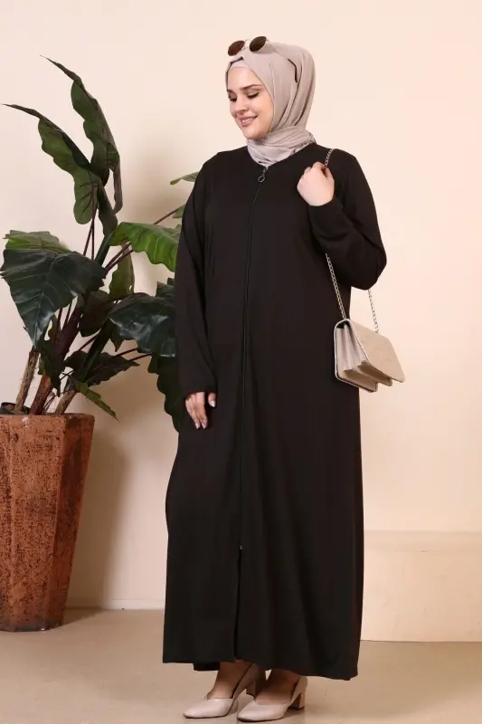 Women's Hijab One Piece Zippered Prayer Dress Khaki-Khaki - 6