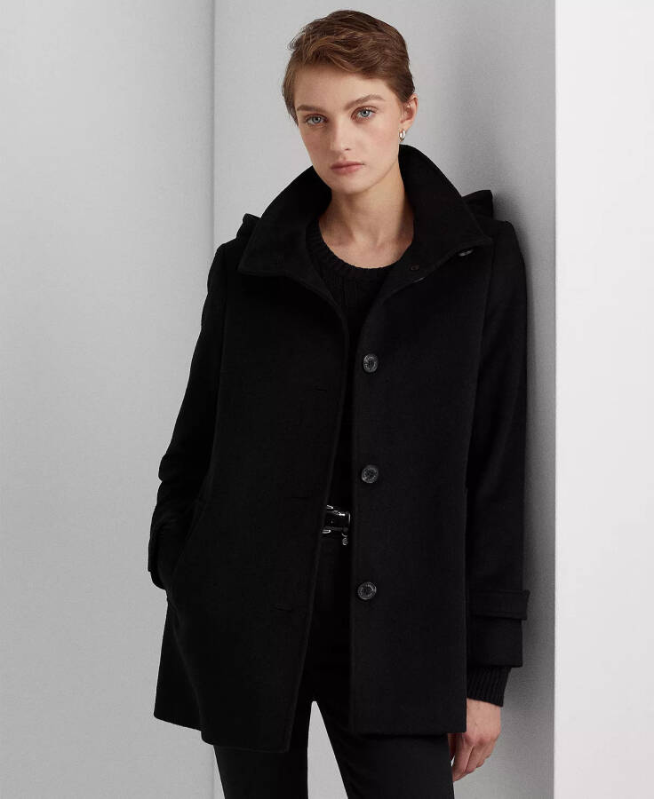 Women's Hooded A-Line Coat Black - 1