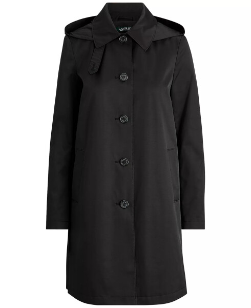 Womens Hooded A-Line Raincoat Black - 3