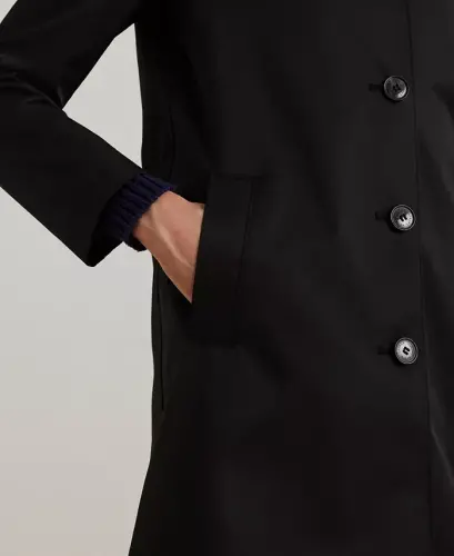 Womens Hooded A-Line Raincoat-Black - 4