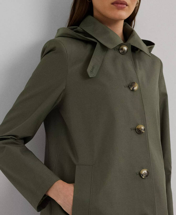 Women's Hooded A-Line Raincoat Olive Fern - 3