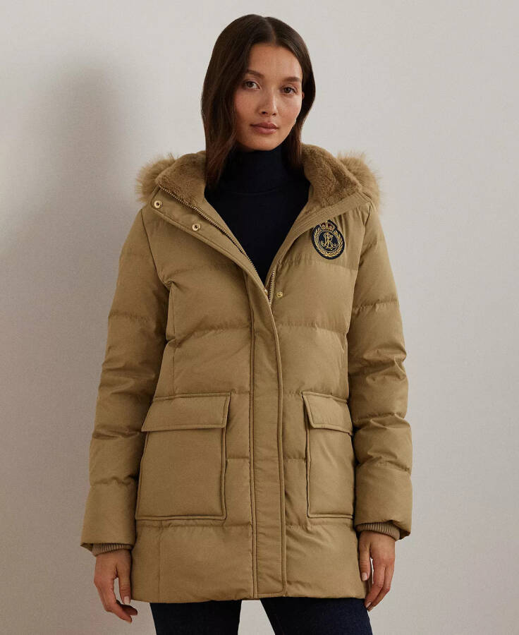 Women's Hooded Crest Puffer Coat Birch Tan - 5