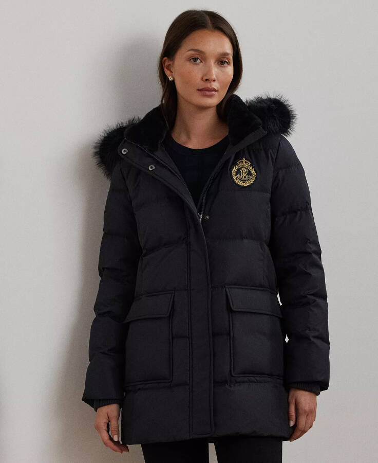 Women's Hooded Crest Puffer Coat Dk Navy - 1