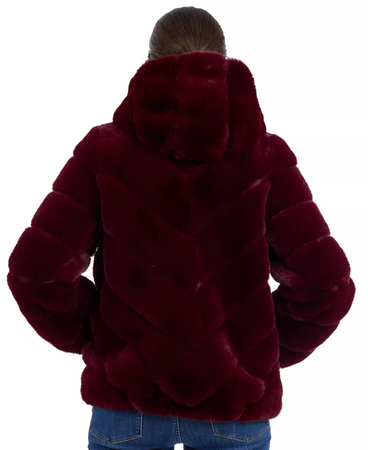 Women's Hooded Faux-Fur Coat Dark Brandy - 2